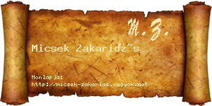 Micsek Zakariás névjegykártya